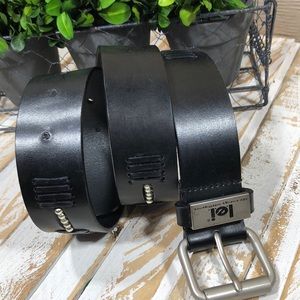 l.e.i. Black Leather Belt w/ Silver Beads & Buckle